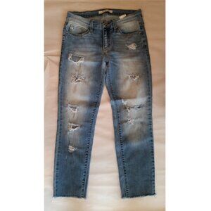 KANCAN skinny slim ripped distressed light blue jeans size 27 raw hem